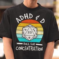 ADHD&D Roll For Concentration Tshirt - Dungeons and Dragons Shirt,DnD Shirt,Board Game Tees L white
