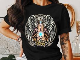 Frigg Norse Goddess T-Shirt Nordic Mythology Winged Deity Tee Norse Religion Apparel Viking History Shirt 2XL