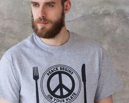Vegan T-Shirt: Peace Begins On Your Plate, Unisex Tee 4XL