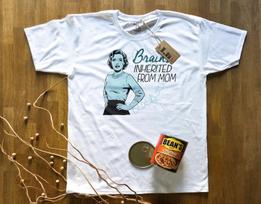 Brains inherited from Mom | T-Shirt in a Can! | Gift for Any Occasion, T-Shirt for Birthday, Christmas & More! S