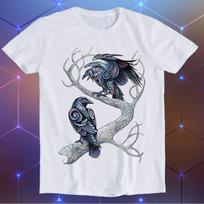 Hugin and Munin T-Shirt Ravens Norse Mythology Viking God Odin Raven Cool Funny Gift T-Shirt E563 S