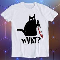 Cat What Murderous Black Cat With Knife Funny Gift T-Shirt E584 M