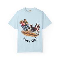 Husky Dog Pulling Owner T shirt, Siberian Husky Chaos Tee L