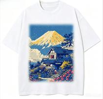 2026 Summer For Unisexs Tshirt Sakura Mount Fuji T Shirt Unisex Fashion Tee Clothing Cotton Summer Casual Tops Hip Hop Loose Cotton S