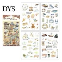 Sticker Set for Journaling 4 Sheets Scrapbook Stickers, Camping/Baking/Vacation Theme Planner Stickers Durable Craft Journal DIY Decoration, N