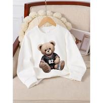 European sizes Kids' Round-Neck Hoodie | Teddy Bear Football Jersey Number, , Sportswear and Casual Wear, Soft and Comfortable, Playful Design 110 balta