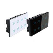 Smart Life App WiFi 8 Gang Smart Home Wall Panel Touch LED Light Switch 10A 240V Tempered Glass PC Material Easy Installation 147*86*40MM&Universal Standard balta