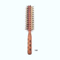 Hair Drying Styling Curly Barber Dye Rubber Wood Comb Boar Bristle Round Brush With Natural Wooden Handle