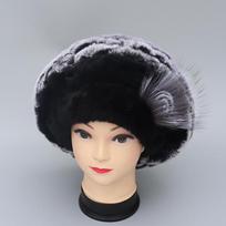 2024 Ladies Winter Real Fur Hats Beret Style Rex Rabbit Fur Hat With the Silver fox Flower Women Luxury fox Beret