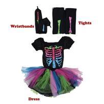 Outfit Kids Halloween Costume Novelty Girl Rainbow Skeleton Costume Clothing Props   Carnival M