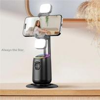 AI Auto Face Tracking Tripod Selfie Stick, 360° Rotation Phone Stand with Fill Light & Gesture Control, Bluetooth Remote for Live Vlog TikTok, No juoda