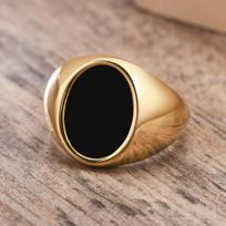 Signet Ring In Stainless Steel with Gold Plating for Men Jewelry, Fashion Round Rings Gift To Teens 11