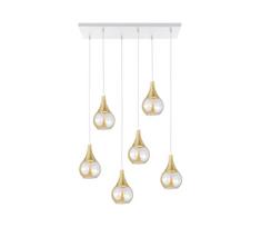 Pakabinamas sietynas LACRIMA HONEY 6xE27/60W/230V balta/auksas/dūminis smėlio spalva
