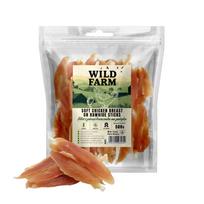 WILD FARM Vištienos krūtinėlės filė ant pagaliuko 500g skanėstas šunims