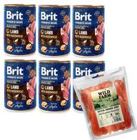 "Brit Premium by Nature" ėriena su BUCKWHEAT 6x400g + WILD FARM Minkšta vištienos krūtinėlė 500g skanėstai šunims