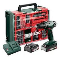 Belaidis gręžtuvas Metabo BS 18, pistoleto rankena, 1,3 kg, 1600 aps./min., 10 mm griebtuvas, 2 Ah ličio jonų (2 baterijos)