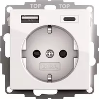 Gira SCHUKO USB kištukinis lizdas, 2-jų vietų, gryna balta, modelis 245903