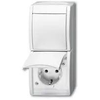 Kombinuotas kištukinis lizdas su jungikliu Busch-Jaeger 2601/6/20 EW-54 CEE 7/3 2P+E 16A 250V IP44 Baltas