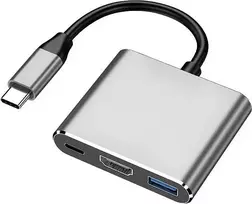XtremeMac XWH-HUB3-13 nešiojamojo kompiuterio dokavimo stotelė ir prievadų replikatorius, laidinis USB Type-C, sidabrinė (XWH-HUB3-13)