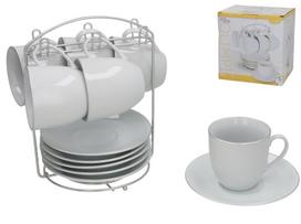 Puodelis su lėkštute Kitchen&GO Olimpi, balta sp.