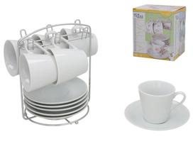 Puodelis su lėkštute Kitchen&GO Dalia, balta sp.
