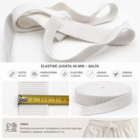 Balta elastinė juosta 40 mm – parduodama metrais
