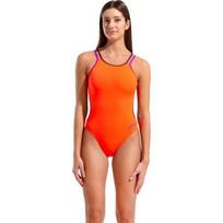 Moteriškas vientisas maudymosi kostiumėlis Double Cross Back Bright Coral-Plum-Very Fuchsia 34 - 499