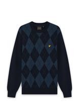 Lyle & Scott - Cotton Merino Argyle Jumper - Apvalios apykaklės megztinis - Tamsiai mėlyna