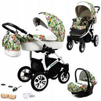 Vaikiškas vežimėlis 3w1 BabyLux TROPICAL lopšys sportinukas automobilinė kėdutė