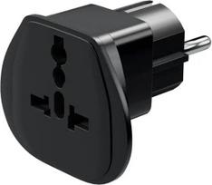 Goobay 94028 World to EU Travel Adapter, kelionių adapteris (UK, US, IT, CH, į EU), Juoda