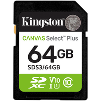 Kingston 64GB SDXC Canvas Select Plus Gen3 100MB/s C10 UHS-I U1 V10