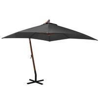 vidaXL Kabantis sodo skėtis su stulpu, antracito, 3x3m, eglės masyvas