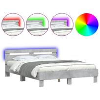 vidaXL Lovos rėmas su galvūgaliu ir LED, betono pilkas, 140x200cm