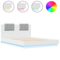 vidaXL Lovos rėmas su galvūgaliu ir LED, baltos spalvos, 120x200cm