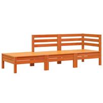 vidaXL Trivietė sodo sofa, vaško ruda, pušies medienos masyvas