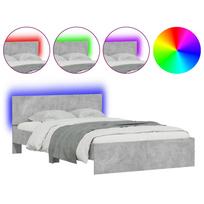 vidaXL Lovos rėmas su galvūgaliu ir LED, betono pilkas, 140x200cm