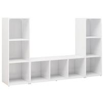 vidaXL Televizoriaus spintelės, 3vnt., baltos, 107x35x37cm, MDP