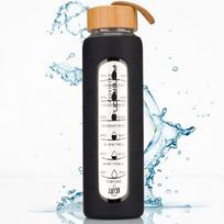 Stiklinė vandens gertuvė su silikonine apsauga Peterson, juoda, 960 ml