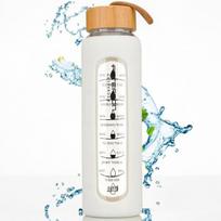 Stiklinė vandens gertuvė su silikonine apsauga Peterson, balta, 960 ml