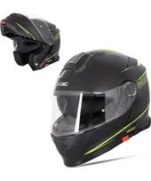 Atverčiamas motociklininko šalmas W-TEC Venero - Glossy Black-Neon Yellow
