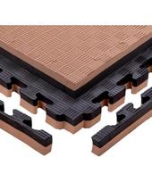 Tatami dėlionės kilimėlis inSPORTline Malmeida 100 x 100 x 4 cm - Mocha mousse-černá, vzor 5 proužků