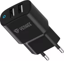 Sieninis įkroviklis YENKEE YAC 2024BK – 2× USB-A, 12W (2,4A vienam prievadui)