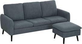 HOMCOM Kampinė sofa su miegamąja funkcija Sofa su kojūgaliais, 3 pagalvėlės, kampinė sofa L formos sofa svetainei, miegamajam 196 x 140 x 88 cm Pilka