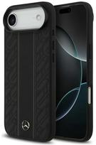 Dėklas Mercedes Leather Laurel Leaves Stripes MagSafe skirtas Apple iPhone 17 Air juodos spalvos