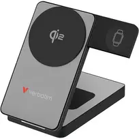 „Verbatim Charge ‘n’ Go Qi2 3-in-1“ magnetinė belaidė išorinė baterija, 10000 mAh, USB-C, Pilkas