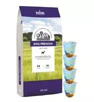 Bosch Petfood bosch Dog Premium 20kg + 4 x Fruitees su paukštiena ir bananais