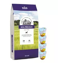 Bosch Petfood bosch Dog Premium 20kg + 4 x Fruitees su paukštiena ir mangu