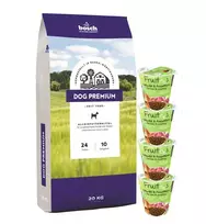 Bosch Petfood bosch Dog Premium 20kg + 4 x Fruitees su stirniena ir spanguolėm