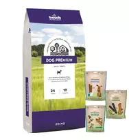 Bosch Petfood bosch Dog Premium 20kg + Sammys funkc. skanėstų miksas