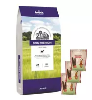 Bosch Petfood bosch Dog Premium 20kg + Sammys jautienos juostelės 190g x 3